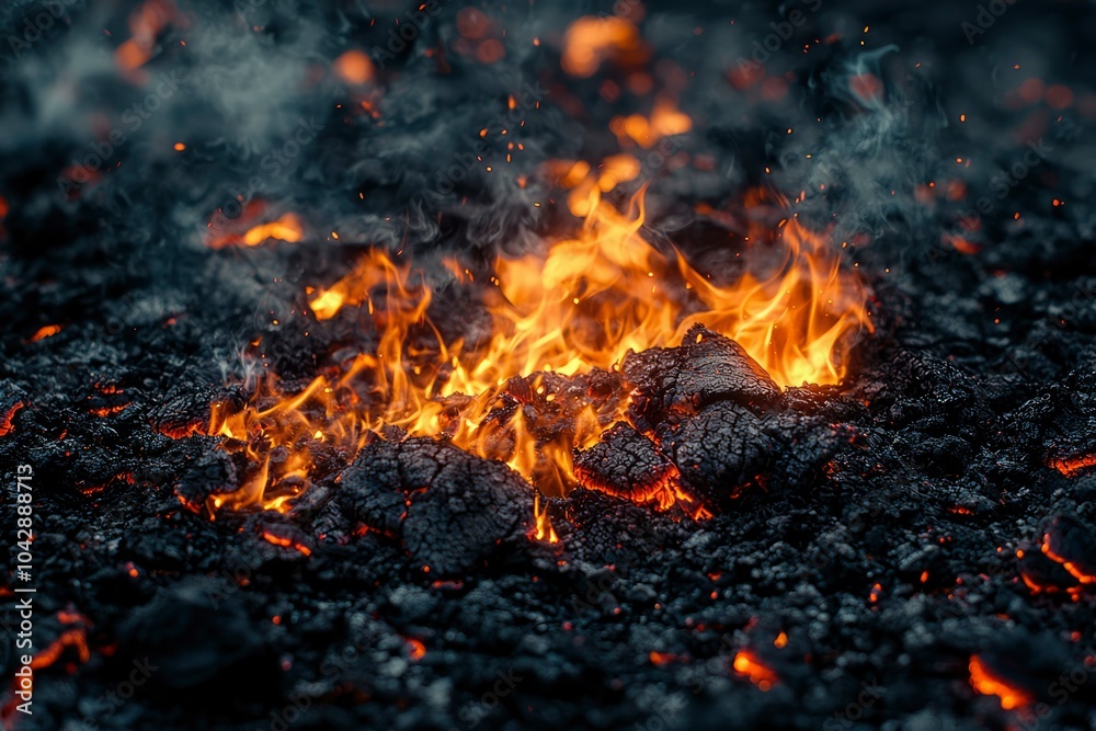 Burning Embers and Flames with Smoke Burning Embers and Flames with Smoke