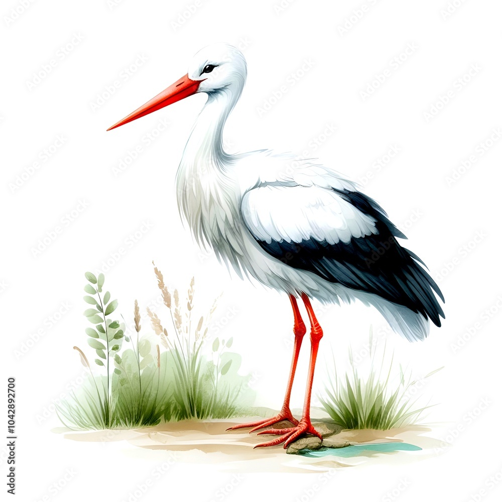 Fototapeta premium stork in the grass