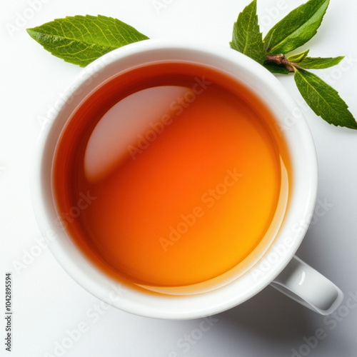 Cup Of Tea From Above Isolated
