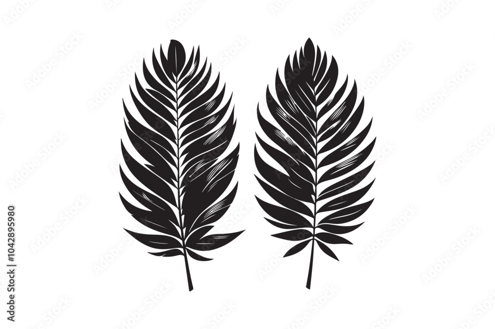 Obraz premium tropical two separated black leaf silhouette 59.eps