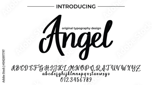 Angel Font Stylish brush painted an uppercase vector letters, alphabet, typeface