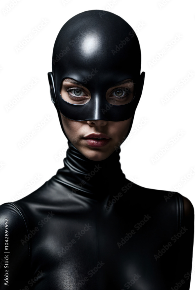 Portrait of a young girl in a black leather mask Portrait of a young girl in a black leather mask