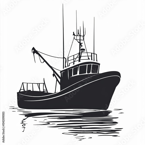 Small Boat Silhouette, Illu...