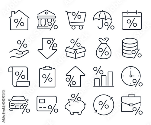 Loan interest rate editable stroke outline icon isolated on white background flat vector illustration. Pixel perfect. 64 x 64