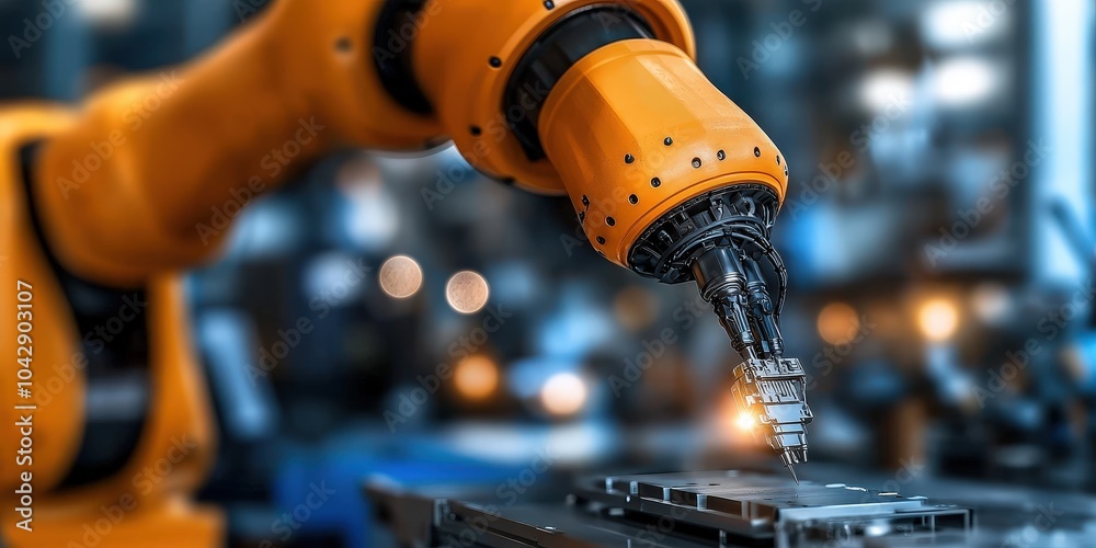 Industrial Robot Arm Automation Manufacturing Technology Close Up Industrial Robot Arm Automation Manufacturing Technology Close Up