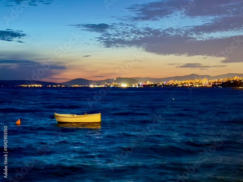 sunset over the sea of splitt croatia 