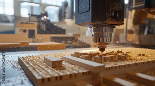 CNC Machine Carving Wooden Blocks photo