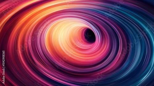 swirling vortex of space-time, with colorful light trails stretching into infinity of a black hole