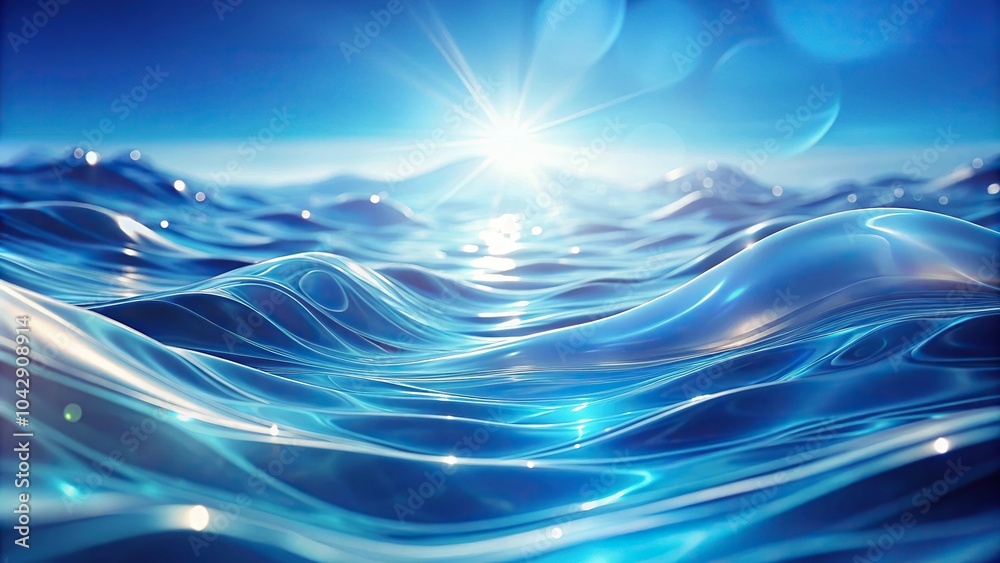 Low angle view of abstract soft blue waves with light accents