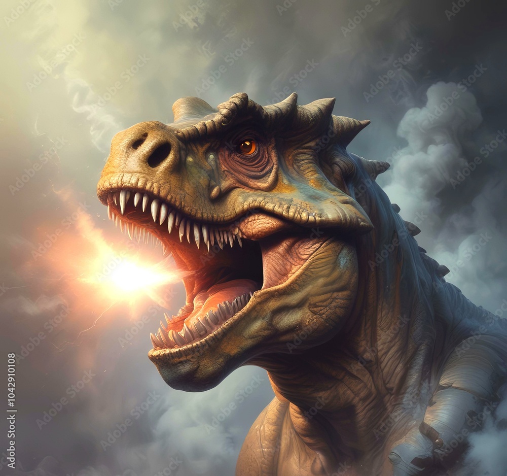 Illustration of dinosaur head with jaw. Illustration of dinosaur head with jaw.