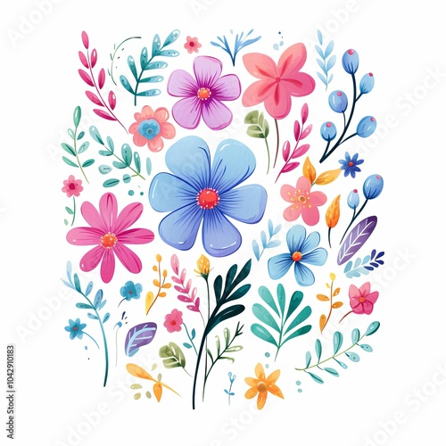 Wallpaper Mural Playful Watercolor Floral Pattern Design Torontodigital.ca