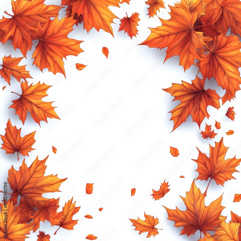 Autumn leaves in clean arrangement on white background Autumn leaves in clean arrangement on white background