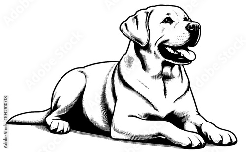 Hand drawn cute Labrador retriever, vector sketch isolated on white background, SVG vector
