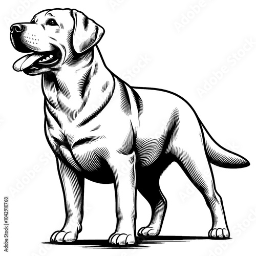 Hand drawn cute Labrador retriever, vector sketch isolated on white background, SVG vector
