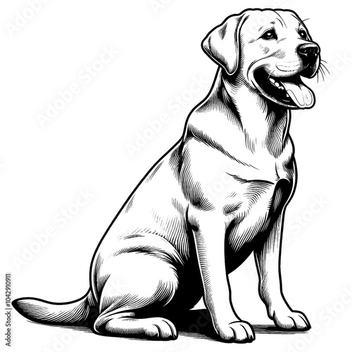 Hand drawn cute Labrador retriever, vector sketch isolated on white background, SVG vector
