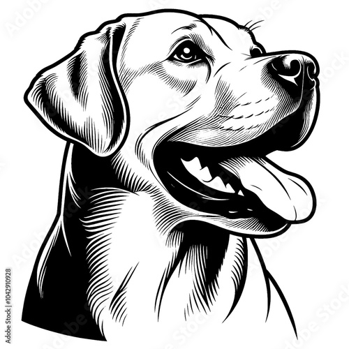 Hand drawn cute Labrador Retriever portrait, vector sketch isolated on white background, SVG vector