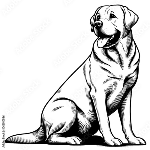 Hand drawn cute Labrador retriever, vector sketch isolated on white background, SVG vector
