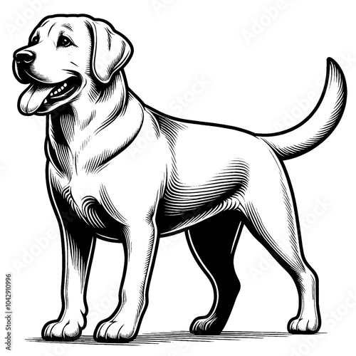 Hand drawn cute Labrador retriever, vector sketch isolated on white background, SVG vector
