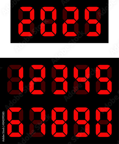 New Year'S Day 2025 Countdown. Happy New Year 2025 Countdown Clocks. 2025 Analog New year counter. Electric counter. Electric meter with numbers. Countdown timer date calendar Vector illustration.