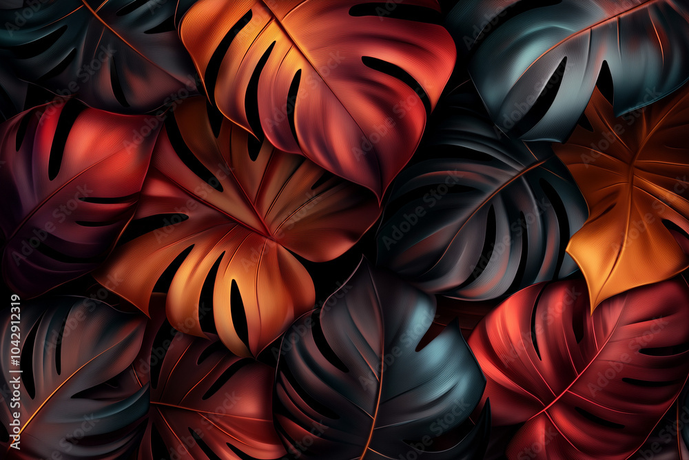 black and red leaves background