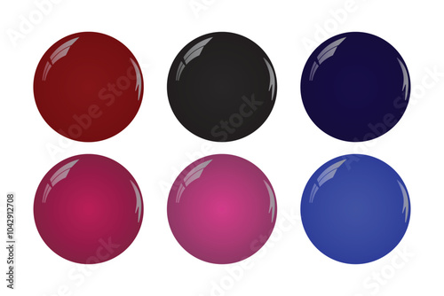 3d glossy round spheres button set vector