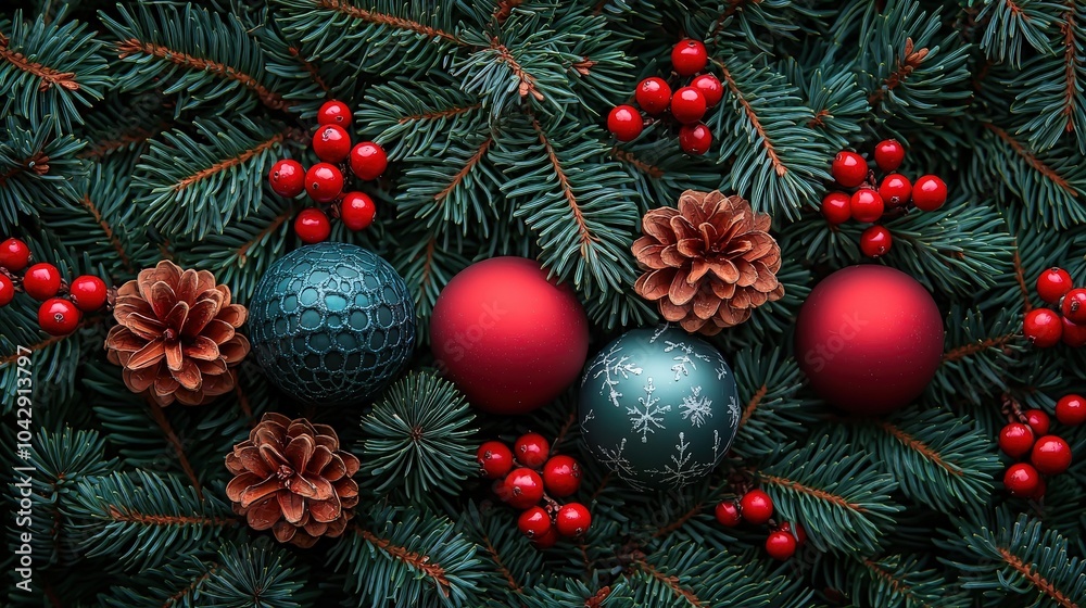 A beautifully styled flat lay of holly sprigs, pine needles, and seasonal ornaments, perfect for holiday crafting inspiration. A beautifully styled flat lay of holly sprigs, pine needles, and seasonal ornaments, perfect for holiday crafting inspiration.