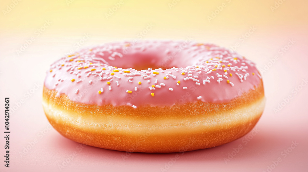 donut with sprinkles on pink donut with sprinkles on pink