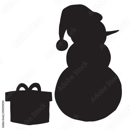 Snowman silhouette black christmas celebration event snow art december