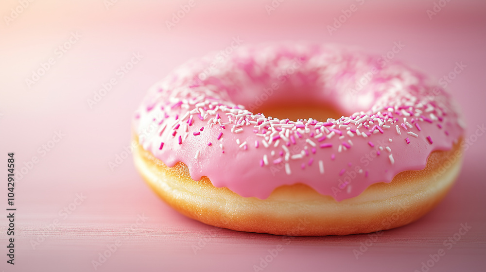 donut with sprinkles on pink donut with sprinkles on pink