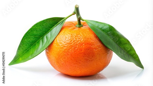 Fresh Tangerine Orange Fruit Isolated on White Background with Lush Green Leaves - Vibrant, Juicy Citrus for Healthy Eating and Cooking Inspiration
