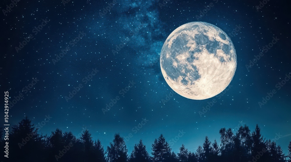 Enchanting full moon tranquil at night Enchanting full moon tranquil at night