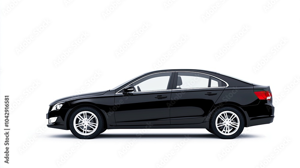 Sleek Black Sedan on White Background Sleek Black Sedan on White Background