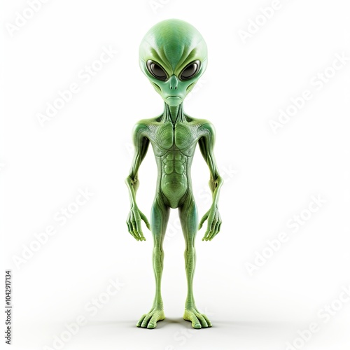 Tall Green Alien with Large Head and Eyes photo