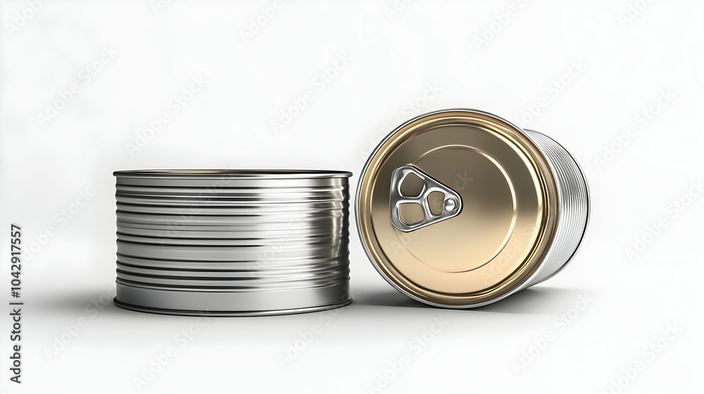 Metallic tinned can for long-term food storage isolated on white - Metallic tinned can for long-term food storage isolated on white -