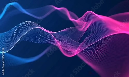 Abstract Wavy Lines of Digital Data