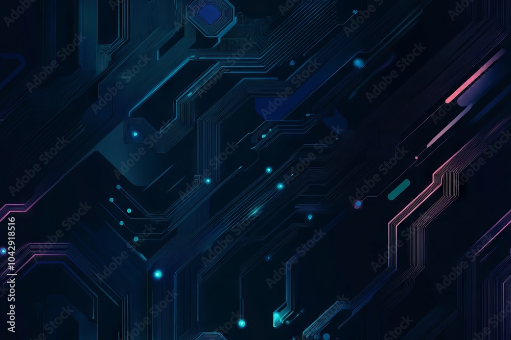 Obraz premium Abstract technology background featuring futuristic digital patterns, geometric shapes, circuit board elements, neon colors, and high-tech design for modern graphic projects