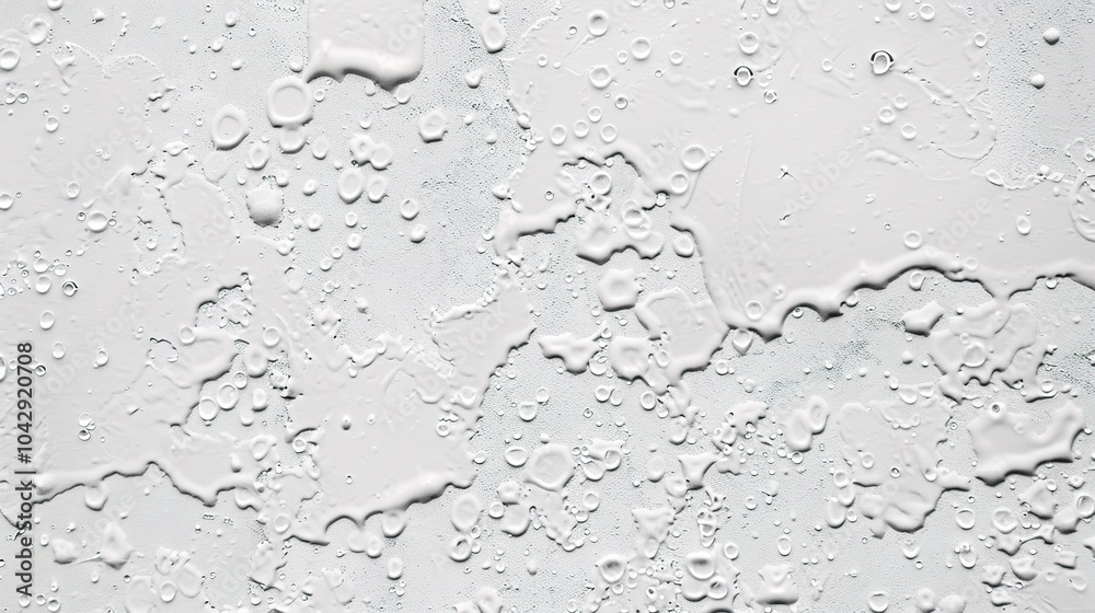 Water drops on white wall background texture - a delicate and captivating sight. This image showcases water drops resting on a white wall with a distinct background texture