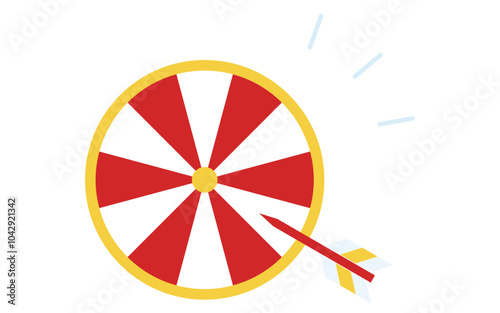 ルーレットダーツのアイコン、シンプルな線画