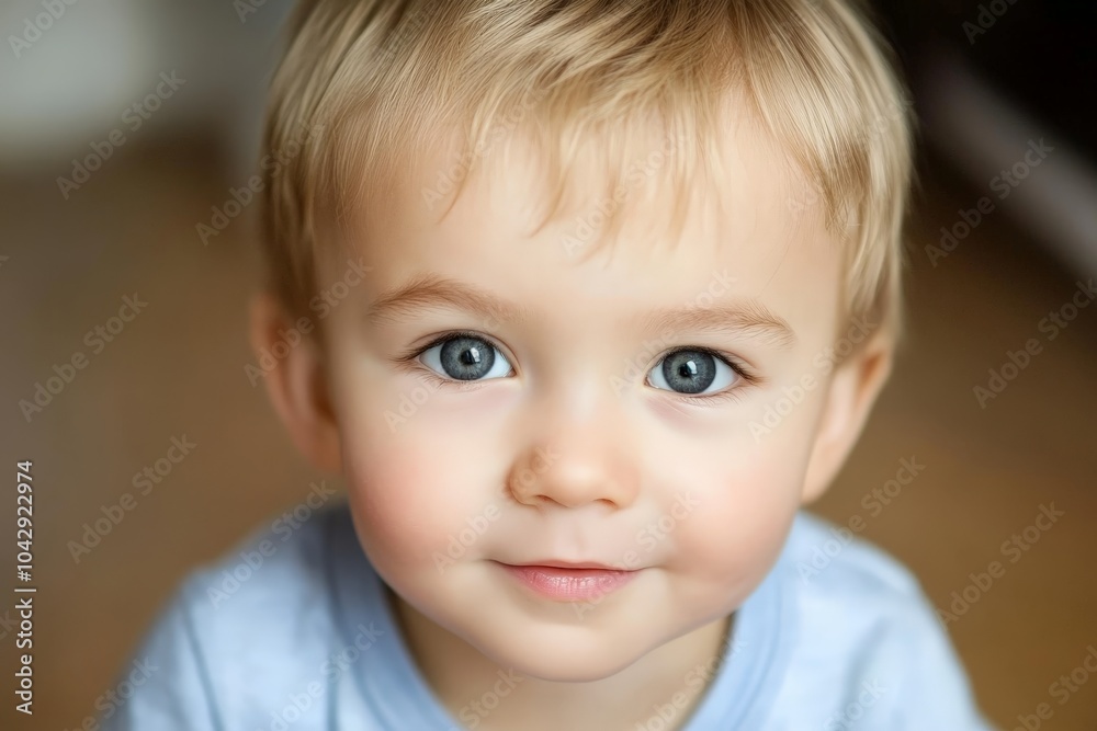 The close-up image captures a toddler's face, filled with curiosity as they gaze directly into the camera, with a softly blurred background enhancing their innocent expression. The close-up image captures a toddler's face, filled with curiosity as they gaze directly into the camera, with a softly blurred background enhancing their innocent expression.
