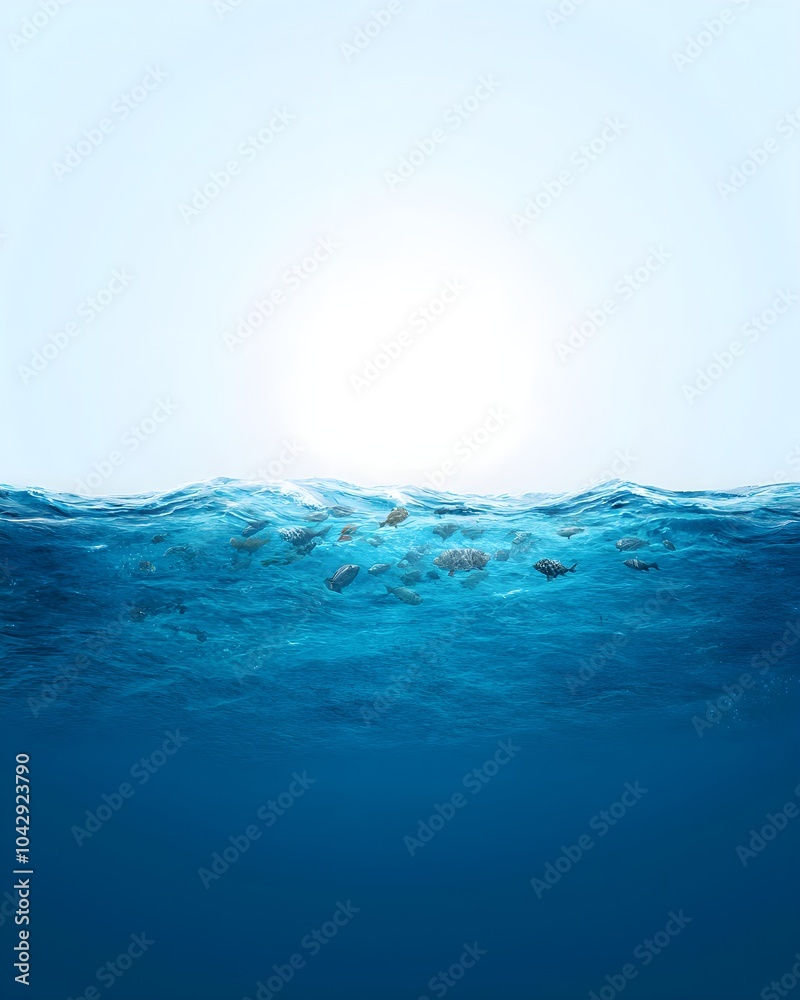 Fototapeta premium Serene underwater scene with sunlight filtering through waves