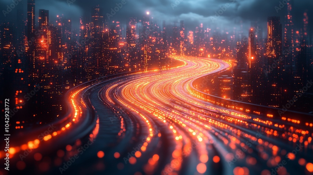 Fototapeta premium Futuristic digital roadmap with technology milestones and business objectives