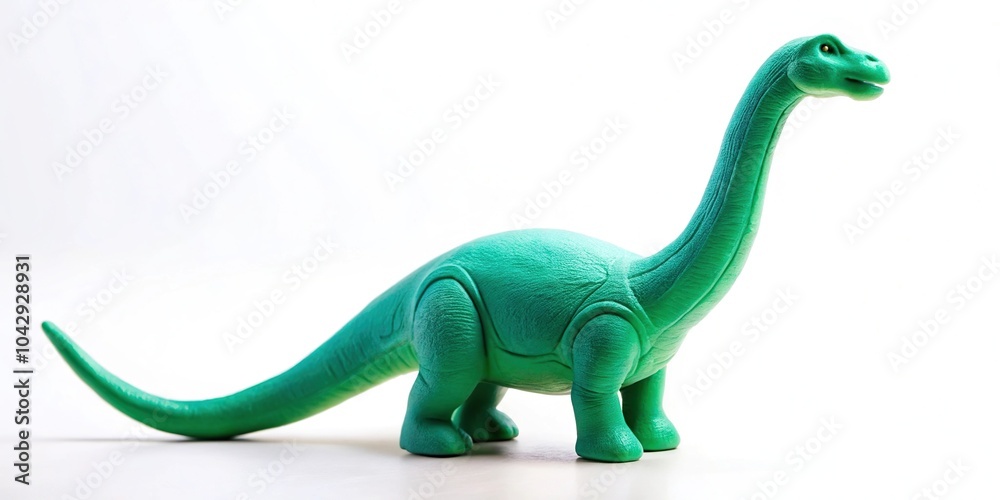 Obraz premium Low angle view of play dough Brachiosaurus dinosaur figure on white background