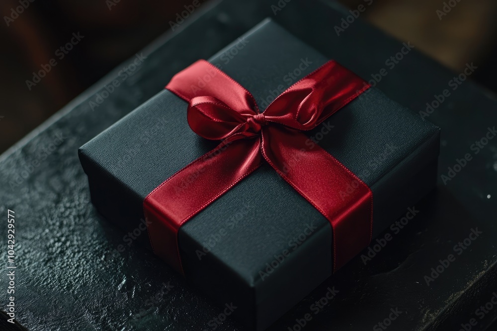 A black gift box with a red ribbon. This image is perfect for celebrating special occasions and promoting gifts. A black gift box with a red ribbon. This image is perfect for celebrating special occasions and promoting gifts.