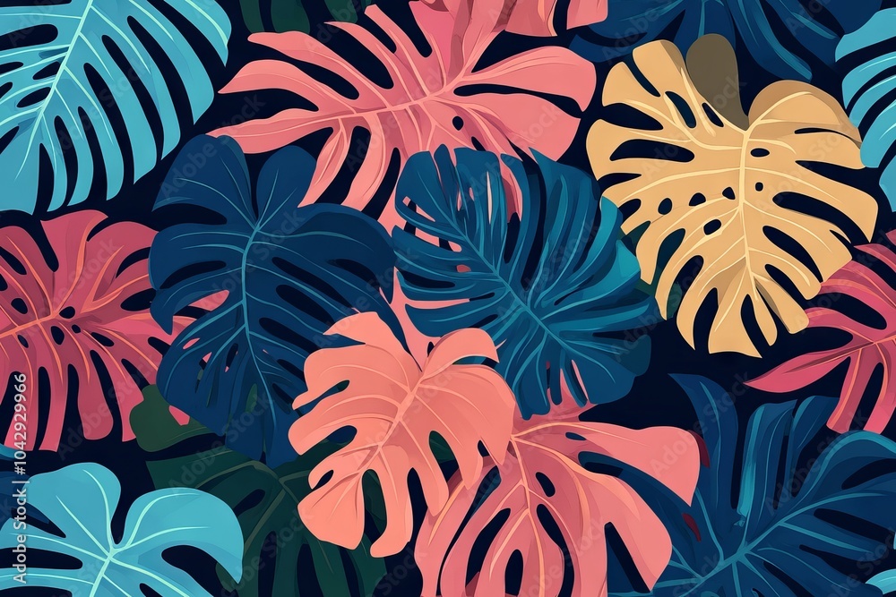 Vector background with abstract tropical monstera leaves in a seamless botanical pattern – ideal for wallpapers, wall art, prints, and nature-inspired designs. Vector background with abstract tropical monstera leaves in a seamless botanical pattern – ideal for wallpapers, wall art, prints, and nature-inspired designs.