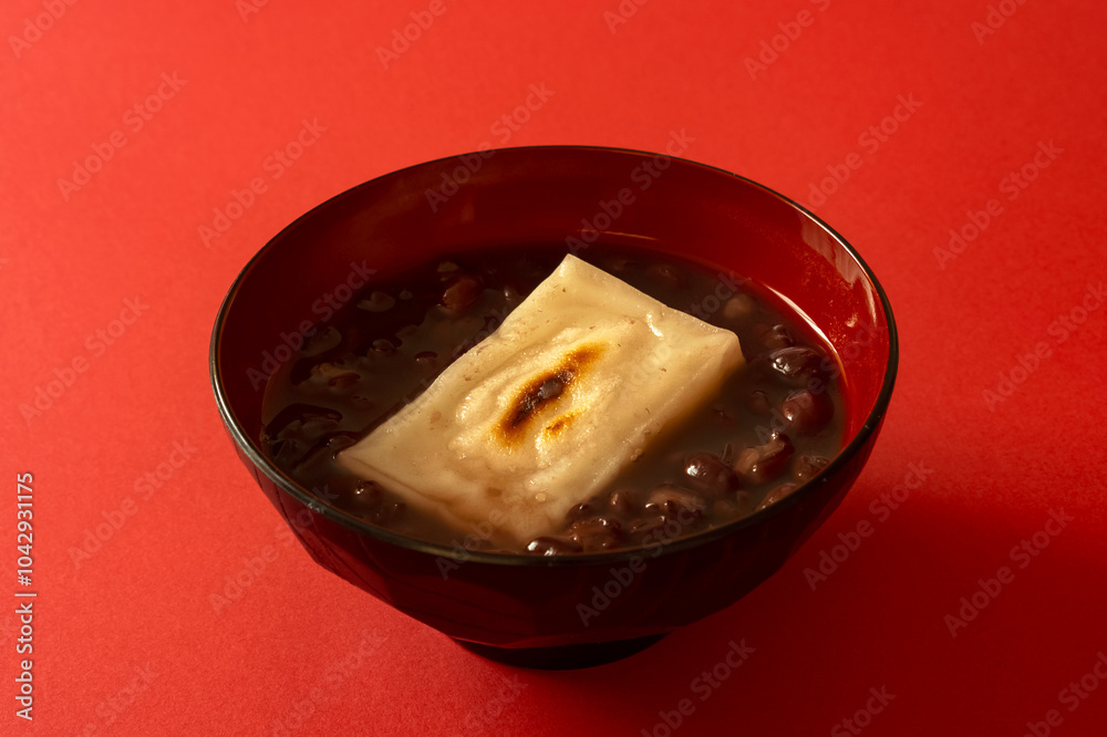 Zenzai (red bean soup) with square mochi. 角餅が入ったぜんざい Zenzai (red bean soup) with square mochi. 角餅が入ったぜんざい
