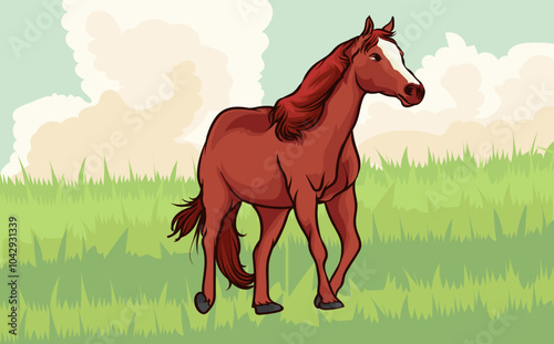 horse is in the paddock vector