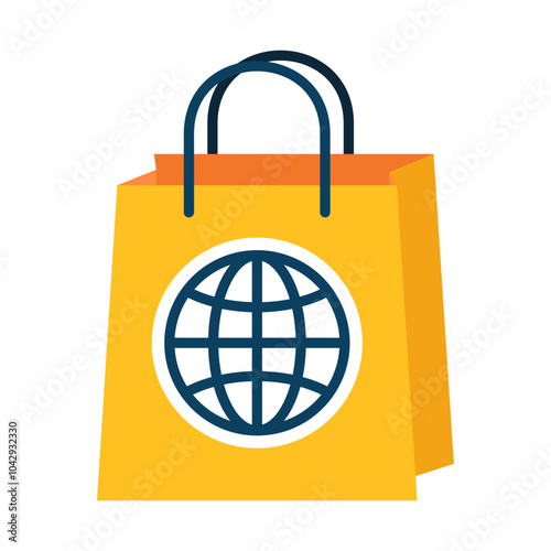 Shopping bag with globe inside on white background