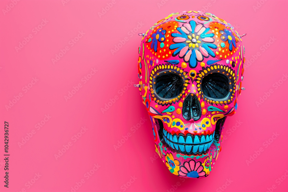 Beautiful greeting card with bright holiday composition for happy to joy celebrate dia de muertos Beautiful greeting card with bright holiday composition for happy to joy celebrate dia de muertos