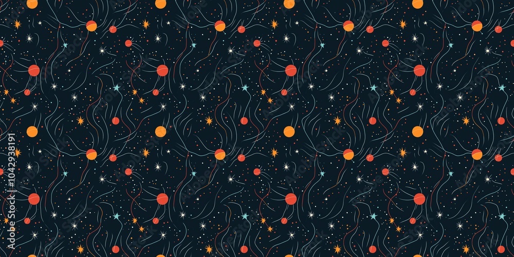 Universe pattern with a cosmic, expansive design. seamless background pattern Universe pattern with a cosmic, expansive design. seamless background pattern