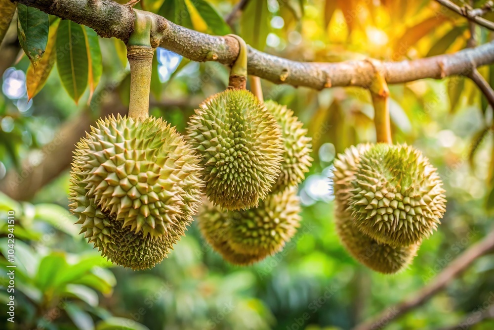 Durian flowers attached to tree branches with leading lines Durian flowers attached to tree branches with leading lines